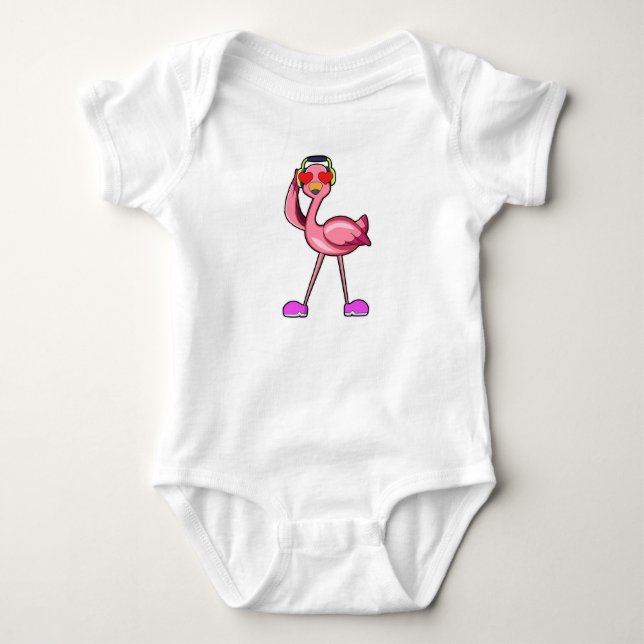 Body Para Bebê Flamingo como reformador com a bengala e o chapéu (Frente)