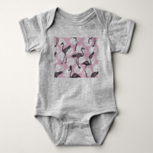 Body Para Bebê Flamingo de abacaxi rosa