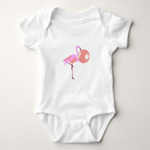 Body Para Bebê Flamingo Engraçado de Chiclete Sopando Bolha