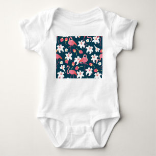 Body Para Bebê Flamingo Lily: Design Tropical Vintage.