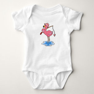 Body Para Bebê Flamingo na pesca com cana de pesca
