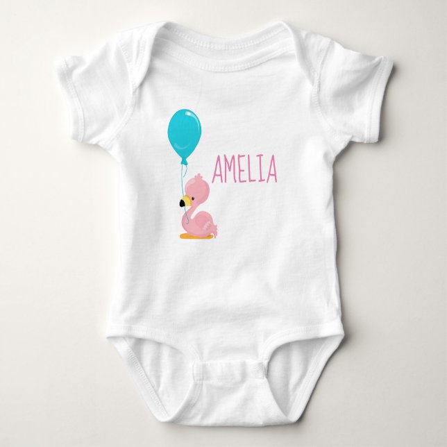 Body Para Bebê Flamingo Rosa bonito (Frente)