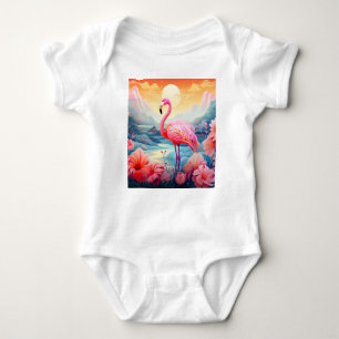 Body Para Bebê Flamingo Tropical com Flores-76280
