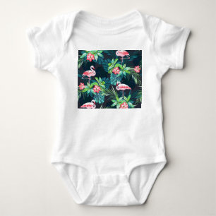 Body Para Bebê Flamingo Tropical: Padrão de Flores de Verão