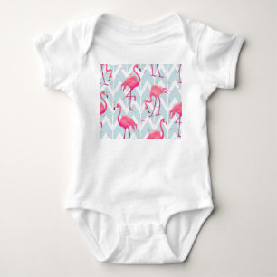 Body Para Bebê Flamingos - Cinza De Luz: Tropical Vintage.