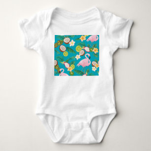 Body Para Bebê Flamingos cor-de-rosa: padrão tropical sem costura