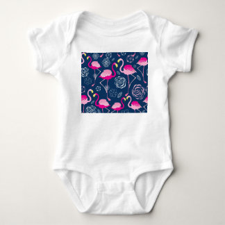 Body Para Bebê Flamingos Rosa: Padrão Gráfico Escuro