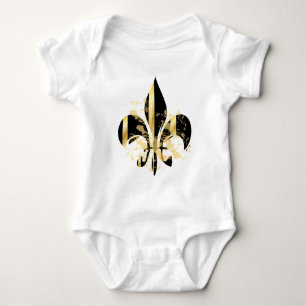Body Para Bebê Fleur de Lis Preto e Dourado
