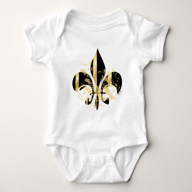 Body Para Bebê Fleur de Lis, preto e Dourado (Frente)