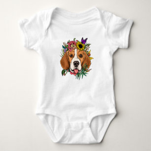 Body Para Bebê Flor Botânica Floral Beagle/ Beagle Cute
