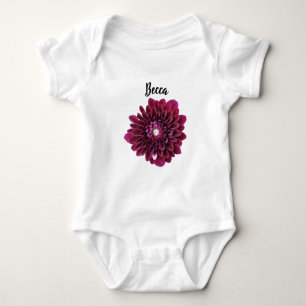 Body Para Bebê Flor Dahlia Roxo Profundo Personalizado