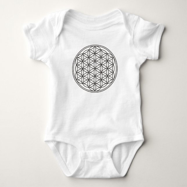 Body Para Bebê Flor de DES Lebens da vida/Blume - preto fino (Frente)