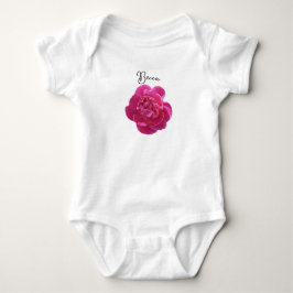 Body Para Bebê Flor de Peônia Rosa Vibrante Personalizada