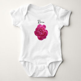 Body Para Bebê Flor de Peônias Rosa Vibrante Personalizado