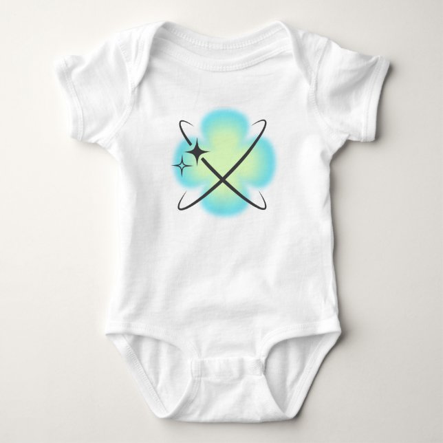 Body Para Bebê Flor de Teal Atômico Retrô (Frente)