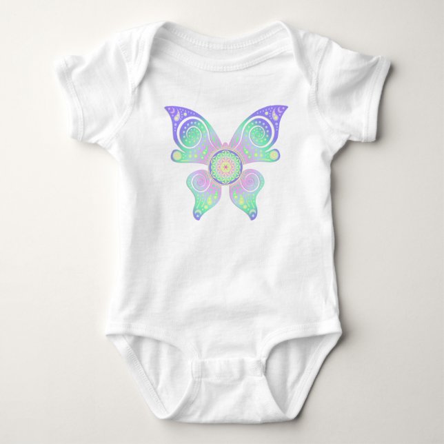 Body Para Bebê Flor de Vida / Blume des Lebens - borboleta (Frente)