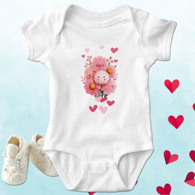 Body Para Bebê Flor Kawaii Fofa Com Corações (Criador carregado)