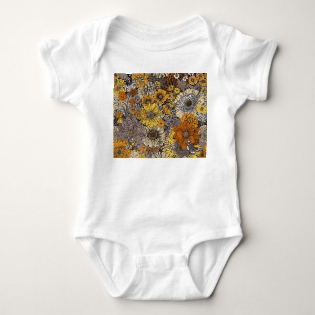 Body Para Bebê Flora & Fauna do outono: 70 Retro (Frente)