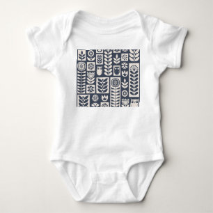 Body Para Bebê Floral Escandinavo: Branco, Azul, Minimalista.