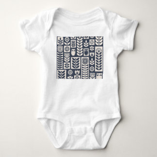 Body Para Bebê Floral Escandinavo: Branco, Azul, Minimalista.