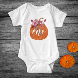 Body Para Bebê Floral Pumpkin um primeiro aniversário