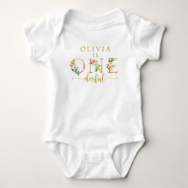 Body Para Bebê Floral Selvagem Onederful 1º Aniversário
