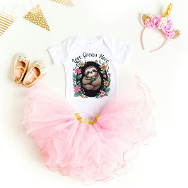 Body Para Bebê Floral Sloth Love Cresce Aqui