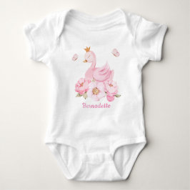 Body Para Bebê Floral Swan Princess primeiro aniversario