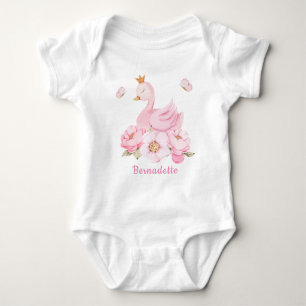 Body Para Bebê Floral Swan Princess primeiro aniversario