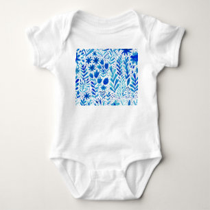 Body Para Bebê Floral Watercolor Plantas Textura Sem Costura