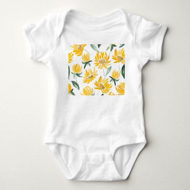 Body Para Bebê Flores Amarelas Pão-de-Verão (Frente)