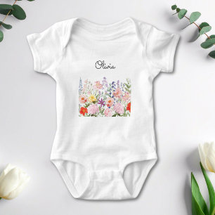Body Para Bebê Flores Bonitas Coloridas Jardim Floral Personaliza