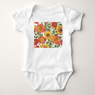 Body Para Bebê Flores coloridas: padrão de aquarela de verão.