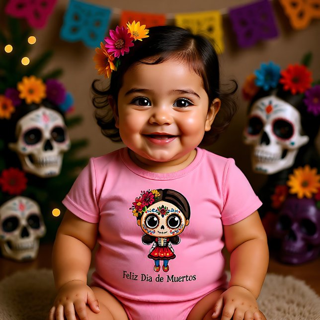 Body Para Bebê 🌹Flores da Lembrança: Tributo ao Dia de Muertos � (🌹Remembrance Blooms Dia de Muertos Tribute 🌹 Baby Bodysuit)