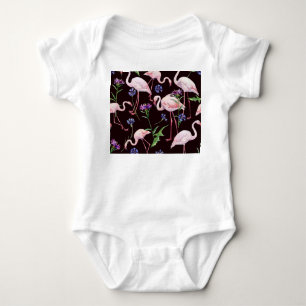 Body Para Bebê Flores de aquarela e padrão de flores selvagens.