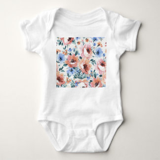 Body Para Bebê Flores de aquarela, ilustração uniforme de padrões