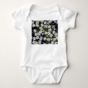 Body Para Bebê Flores de campo branco: padrão de colheita.