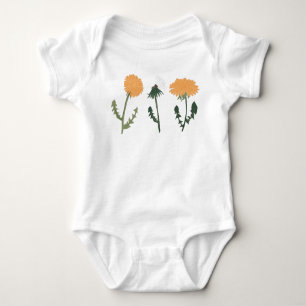 Body Para Bebê Flores de Dandelion Motif Floral Laranja