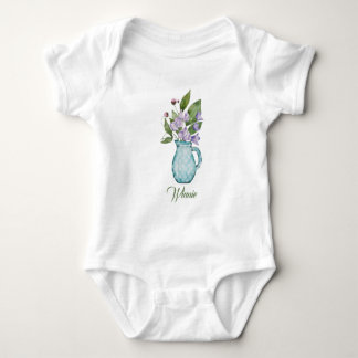 Body Para Bebê Flores De Ervilha Púrpura E Doce Com Aquarelas