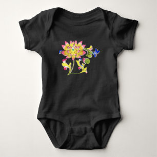 Body Para Bebê Flores de Lotus e Vinha