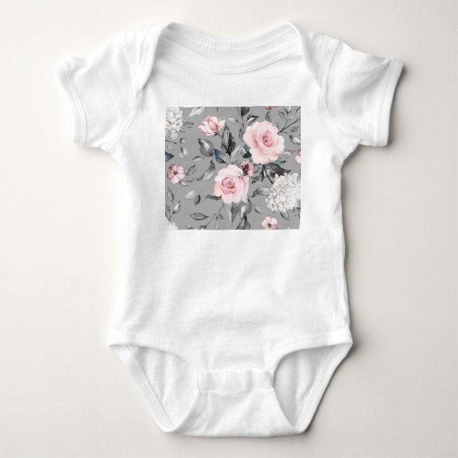 Body Para Bebê Flores de Mola Deixam a Mão Desenhada (Frente)