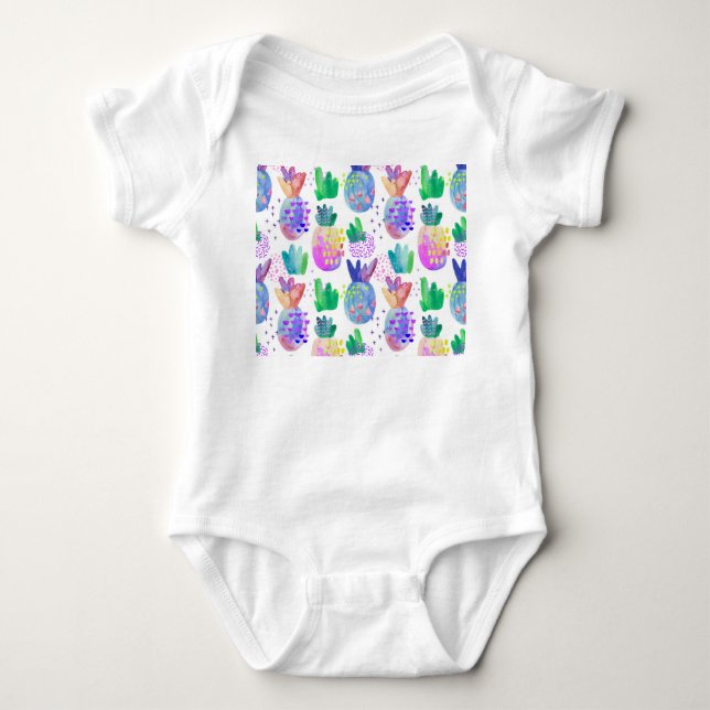 Body Para Bebê Flores de outono pintadas à mão, padrão sem costur (Frente)