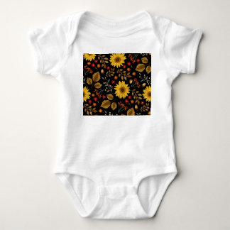 Body Para Bebê Flores do Sol do outono: Fundo Preto do Mapeador