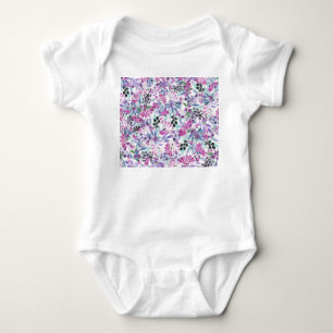 Body Para Bebê Flores e Berries Roxos: Aquarela
