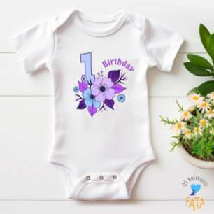 Body Para Bebê Flores roxas