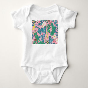 Body Para Bebê Flores tropicais abstrato, padrão de pintura de gu