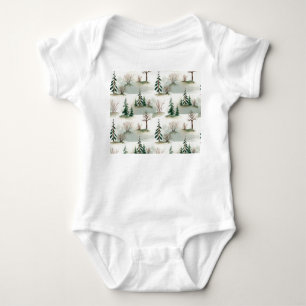 Body Para Bebê Floresta de inverno: desfoque verde desenhado à mã