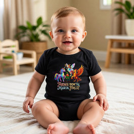 Body Para Bebê Floresta Mágica Unicórnio & Fada Preto