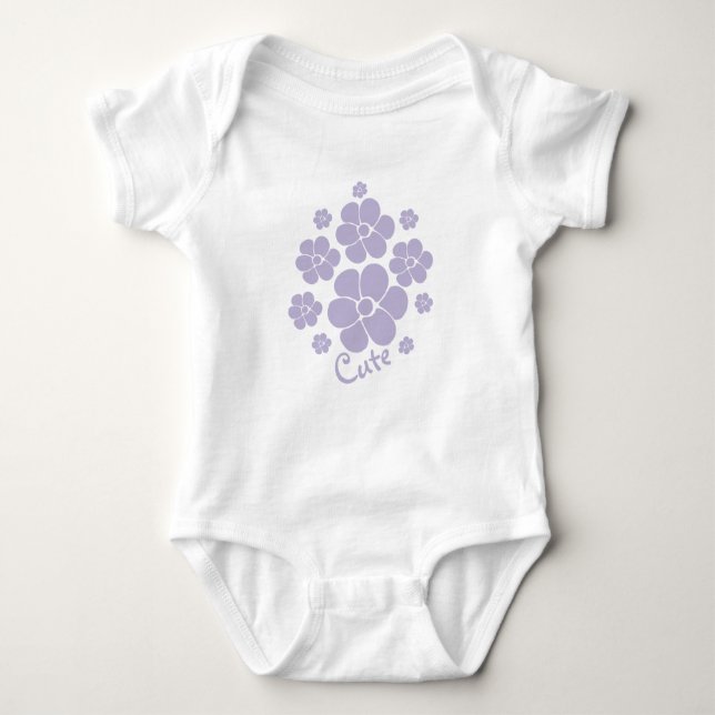 Body Para Bebê Flower Pattert Cute - Roxo (Frente)