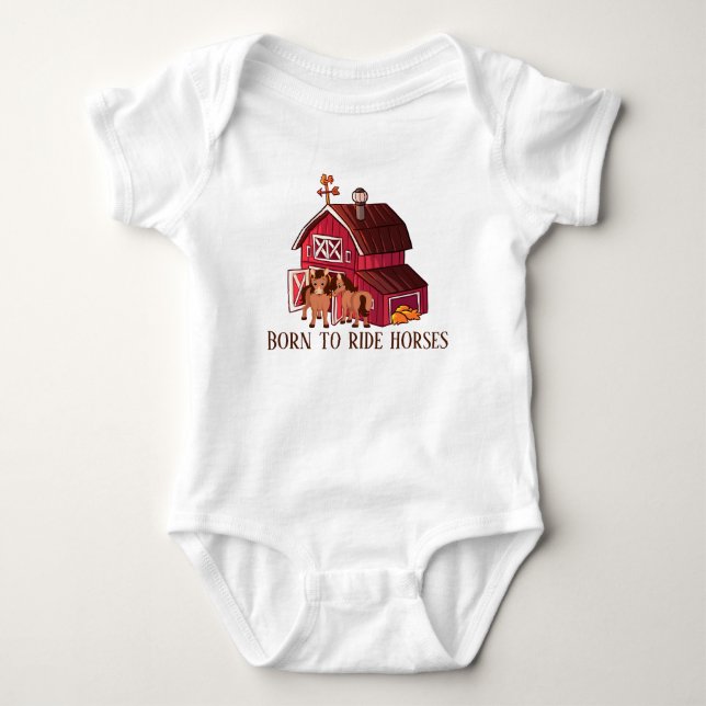 Body Para Bebê fofa amante de cavalo adiciona texto unisex (Frente)